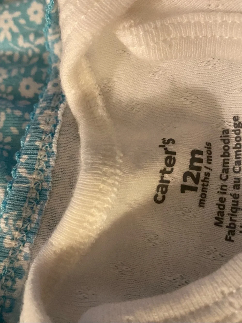 Carter's Assorted Baby One-Piece Bodysuits - Blue, White, Light Pink, Aqua 12 Mo